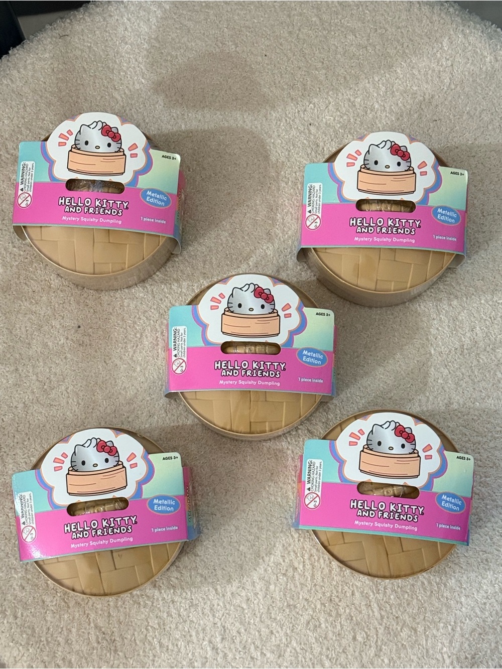 SDCC Hello Kitty Metallic Filled Edition Mystery Squishy Dumplings . Lot Of 5